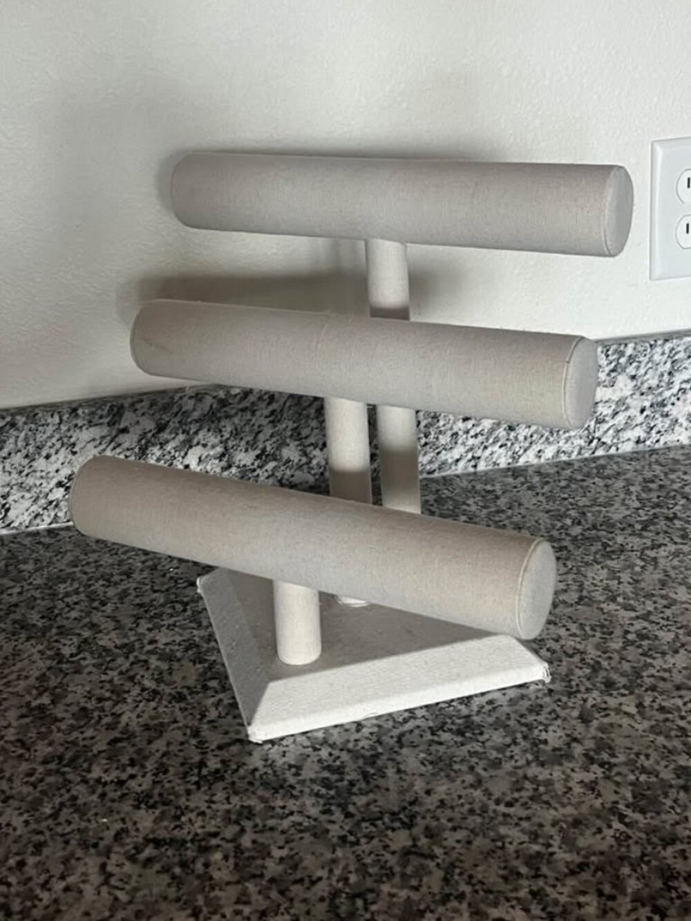 Three-Tier Fabric Jewelry Display Stand – Cream/Beige